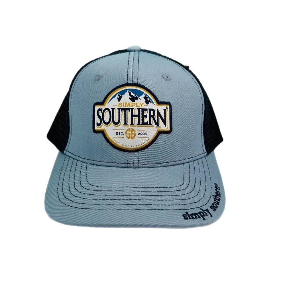 2/$30 Simply Southern Hat Mens Adjustable Blue Mountains Snapback Logo Patch NWT
